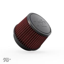 Air Filter Element, Powersports, Conical Flange, Clamp-On, Cotton Gauze, Oiled, Red, 5.38 in. OD, 4.00 in. ID, 3.50 in Tall, Rubber Cap, Each