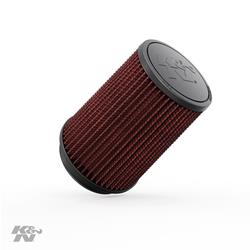 Air Filter Element, Powersports, Conical Flange, Clamp-On, Cotton Gauze, Oiled, Red, 5.38 in. OD, 4.00 in. ID, 7.00 in Tall, Rubber Cap, Each