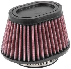 Air Filter Element, Powersports, Conical Flange, Clamp-On, Cotton Gauze, Oiled, Red, 4.50 in. OD, 2.44 in. ID, 2.75 in Tall, Rubber Cap, Each