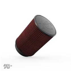 Air Filter Element, Powersports, Round Flange, Clamp-On, Cotton Gauze, Oiled, Red, 6.50 in. OD, 5.00 in. ID, 9.00 in. Tall, Rubber Cap, Each