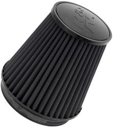 Air Filter Element, Black Series, Conical Flange, Clamp-On, Synthetic Material, Dry, Black, 7.50 in. OD, 6.00 in. ID, 7.50 in. Tall, Rubber Cap, Each