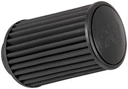 Air Filter Element, Black Series, Conical Flange, Clamp-On, Synthetic Material, Dry, Black, 6.00 in. OD, 3.50 in. ID, 8.75 in. Tall, Rubber Cap, Each