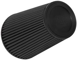 Air Filter Element, Black Series, Conical Flange, Clamp-On, Synthetic Material, Dry, Black, 6.50 in. OD, 5.00 in. ID, 8.75 in. Tall, Rubber Cap, Each