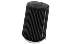 Air Filter Element, Black Series, Conical, Clamp-On, Synthetic Material, Dry, Black, 5.38 in. OD, 4.00 in. ID, 7.00 in. Tall, Rubber Cap, Each
