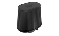 Air Filter Element, Black Series, Oval, Clamp-On, Synthetic Material, Dry, Black, 9.00 in. Long, 5.75 in. Wide, 7.50 in. Tall, Black Cap, Each