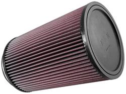 Air Filter Element, Powersports, Round Flange, Clamp-On, Cotton Gauze, Oiled, Red, 6.50 in. OD, 5.00 in. ID, 10.00 in. Tall, Black Cap, Each