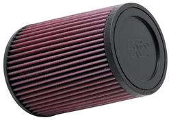 Air Filter Element, Powersports, Conical Flange, Clamp-On, Cotton Gauze, Oiled, Red, 5.38 in. OD, 3.75 in. ID, 7.00 in. Tall, Rubber Cap, Each