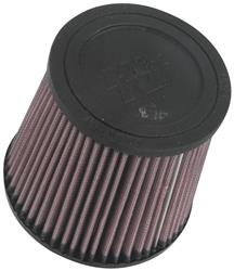 Air Filter Element, Powersports, Round Taper, Clamp-On, Cotton Gauze, Oiled, Red, 5.38 in. OD, 4.00 in. ID, 5.00 in. Tall, Rubber Cap, Each