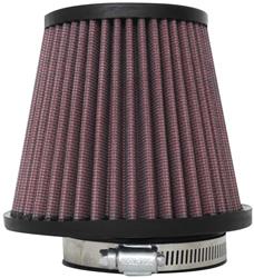 Air Filter Element, Powersports, Round Taper, Clamp-On, Cotton Gauze, Oiled, Red, 5.19 in. OD, 2.88 in. ID, 4.43 in. Tall, Rubber Cap, Each