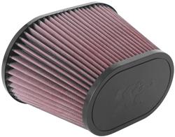 Air Filter Element, Powersports, Oval, Clamp-On, Cotton Gauze, Oiled, Red, 8.50 in. Long, 5.25 in. Wide, 5.50 in. Tall, Rubber Cap, Each