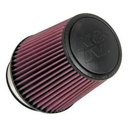 Air Filter Element, Powersports, Round Taper, Clamp-On, Cotton Gauze, Oiled, Red, 6.00 in. OD, 4.38 in. ID, 6.50 in. Tall, Rubber Cap, Each