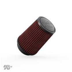 Air Filter Element, Powersports, Round Taper, Clamp-On, Cotton Gauze, Oiled, Red, 4.50 in. OD, 3.00 in. ID, 5.75 in. Tall, Rubber Cap, Each