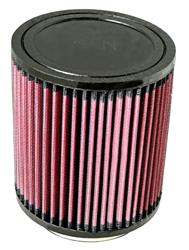 Air Filter Element, Powersports, Round, Clamp-On, Cotton Gauze, Oiled, Red, 5.00 in. OD, 3.50 in. ID, 5.63 in. Tall, Rubber Cap, Each