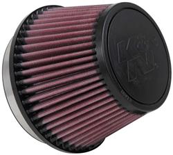 Air Filter Element, Powersports, Round Taper, Clamp-On, Cotton Gauze, Oiled, Red, 6.50 in. OD, 5.00 in. ID, 4.13 in. Tall, Rubber Cap, Each