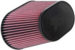 Air Filter Element, Powersports, Oval Taper, Clamp-On, Cotton Gauze, Oiled, Red, 6.75 in. Long, 4.50 in. Wide, 10.00 in. Tall, Rubber Cap, Each