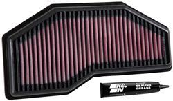 Air Filter Element, High-Flow, Cotton Gauze, Oiled, Red, Unique, 11.38 in. Long, 4.31 in. Wide, 1.06 in. Tall, Triumph, Speed Triple, 1050cc, Each