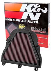 Air Filter Element, High-Flow, Cotton Gauze, Oiled, Red, Panel, 0.813 in. Tall, Triumph, Daytona, Street, 671cc, 675cc, Each