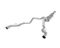 Exhaust System, Cat-back, Dual Outlet, Stainless Steel, Natural, 4.00 in. Polished Tips, Ford, 5.0L, 3.5L, 2.7L, Kit