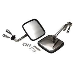 Mirrors, Replacement, Stainless Steel, Polished, Manual, Jeep, Pair