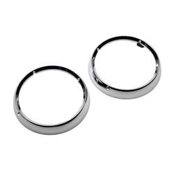 Light Bezel, Headlight, Stainless Steel, Polished, Jeep, Pair