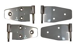 Door Hinges, Upper/Lower, Stainless Steel, Polished, Mirror Holes, Full Doors, Jeep, Set of 4