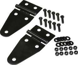 Hood Hinges, Stainless Steel, Black Powdercoated, Jeep, Kit