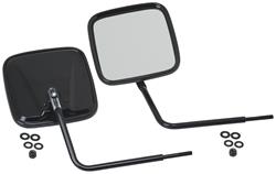 Side View Mirrors, Outback, Flat, Manual, Square, Black Powdercoated Stainless Steel Housing, Jeep, Kit