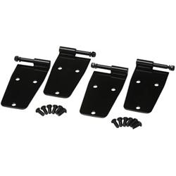 Door Hinges, Upper/Lower, Door Side, Stainless Steel, Black powdercoated, Jeep, Set of 4