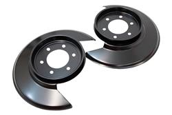 Brake Backing Plates, Disc Brake Cover, Disc Brake, Front, Stainless Steel, Black Powdercoated, Jeep, 2-Bolt Caliper Plate, Pair