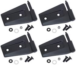 Door Hinges, Upper/Lower, Door Side, Stainless Steel, Black Powdercoated, Textured, Jeep, Set of 4