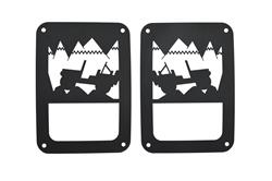 Tail Light Guards, Heritage Design, Stainless Steel, Black Textured Powdercoated, JK, Jeep, Pair