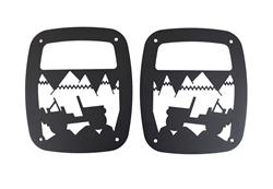 Tail Light Guards, Heritage Design, Stainless Steel, Black Textured Powdercoated, CJ, YJ, TJ, Jeep, Pair