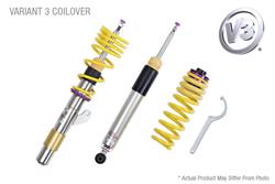 Coilover Kits, Variant 3, 0.8 - 1.6 in. Lowered Front, 0.8 - 1.8 in. Lowered Rear, Shocks, Yellow Powdercoated Springs, Audi, Kit