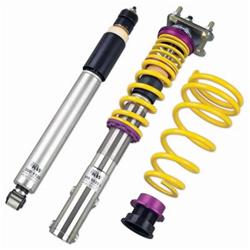 Coilover Kits, Variant 3, 1.2 - 2.3 in. Lowered Front, 1.4 - 2.1 in. Lowered Rear, Shocks, Yellow Powdercoated Springs, Ford, Kit