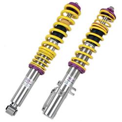 Coilover Kits, Variant 3, 1.2 - 2.3 in. Lowered Front, 0.8 - 1.5 in. Lowered Rear, Shocks, Yellow Powdercoated Springs, Porsche, Kit