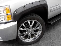 Fender Flares, RX-Rivet Style, Thermoplastic, Smooth Black, GMC, Rear, Pair