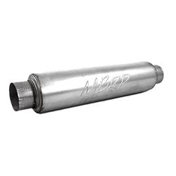 Muffler, 4.00 in. Center Inlet, 4.00 in. Center Outlet, 30.00 in. Overall length, Round, Aluminized Steel, Universal, Each