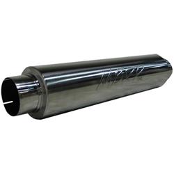 Muffler, 2.50 in. Center Inlet, 2.50 in. Center Outlet, 26.00 in. Overall length, Chambered, Round, Stainless Steel, Universal, Each