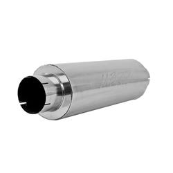 Muffler, Quiet Tone Series Diesel High-Flow, Round, Stainless, 4 in. Center Inlet and Outlet, Each