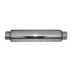 Muffler, High Flow Series, Round, Stainless Steel, Natural, 4 in. Center Inlet/Outlet, 30 in. Length, Each