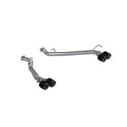 Exhaust System, Pro Series, Rear Axle-Back, 304 Stainless Steel, Natural, Split Rear Exit, Carbon Fiber Tip, Ford, Lincoln, Kit