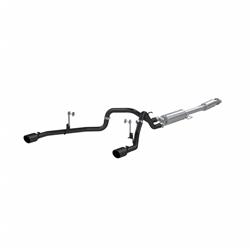 Exhaust System, Black Series, Cat-Back, Steel, Split Rear Exit, Aluminized/Black, Black Tip, Ford, F-150, 2.7L, 3.5L, 5.0L, Kit