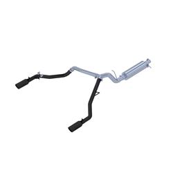 Exhaust System, Black Series, Cat-Back, Steel, Split Rear Exit, Aluminized/Black, Black Tip, Ford, Kit