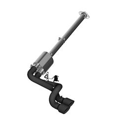 Exhaust System, Black Series, Cat-Back, Steel, Passenger Side Exit, Aluminized/Black, Black Tip, Ford, 3.5L, 3.7L, 5.0L, Kit