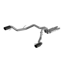 Exhaust System, XP Series, Resonator-Back, 409 Stainless Steel, Split Rear Exit, Natural, Black Tip, Ford, Raptor, 3.5L, Kit