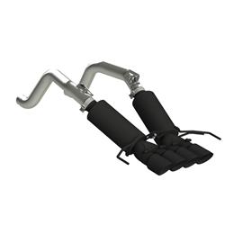 Exhaust System, Black Series, Rear Axle-Back, Steel, Rear Center Exit, Aluminized/Black, Black Tip, Chevy, 6.2L, Kit