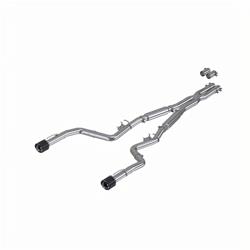 Exhaust system, T304 Stainless Steel, 3 in. Cat-Back, Dual Rear, Street Profile with Dual Carbon Fiber Tips, Kit