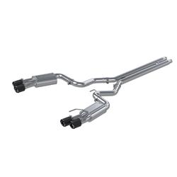 Exhaust System, Armor Pro, Cat-Back, Street Profile, 3.00 in., Dual Split Rear Exit, 304 Stainless, Quad 4 in. Carbon Fiber/Stainless Tips, Ford, Kit