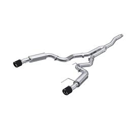 Exhaust System, Armor Pro, Cat-Back, Race Style, 3.00 in., Dual Split Rear Exit, 304 Stainlessl, Dual 4.50 in. Carbon Fiber/Stainless Tips, Ford, Kit