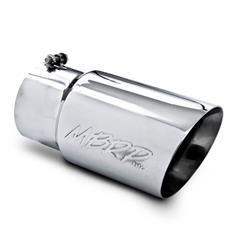 Exhaust Tip, Stainless Steel, Polished, 5 in. Inlet, 6 in. Outlet Diameters, 12 in. Length, Slant Cut, Each